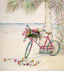 Bike On Beach  #IMP-046,  Original Acrylic on Canvas: 48  x  54 inches   $5100;  Stretched and Gallery Wrapped Limited Edition Archival Print on Canvas: 40 x 44 inches   $1530.  Custom  sizes, colors, and commissions are also available.  For more information or to order, please visit our ABOUT page or call us at   561-691-1110.