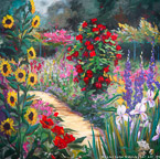Garden Path  #IMP-029,  Original Acrylic on Canvas: 65  x 65 inches,  Sold;  Stretched and Gallery Wrapped Limited Edition Archival Print on Canvas: 40  x 40 inches     $1500-.  Custom   sizes, colors, and commissions are also available.  For more information or to order, please visit our  ABOUT  page or call us at 561-691-1110.