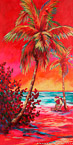 Palm on Red 1 #BRL-003,  Original Acrylic on Canvas: 36  x  60 inches   $5100;  Stretched and Gallery Wrapped Limited Edition Archival Print on Canvas: 36 x 60 inches   $1590.  Custom  sizes, colors, and commissions are also available.  For more information or to order, please visit our ABOUT page or call us at   561-691-1110.