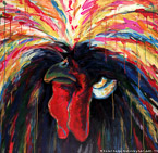 Rooster  #ANF-027,  Original Acrylic on Canvas: 54  x  54 inches   $10200;  Stretched and Gallery Wrapped Limited Edition Archival Print on Canvas: 40 x 40 inches   $1500.  Custom  sizes, colors, and commissions are also available.  For more information or to order, please visit our ABOUT page or call us at   561-691-1110.