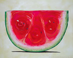 Watermelon  #MSC-039,  Original Acrylic on Canvas: 48  x  60 inches   $4800;  Stretched and Gallery Wrapped Limited Edition Archival Print on Canvas: 40 x 50 inches   $1560.  Custom  sizes, colors, and commissions are also available.  For more information or to order, please visit our ABOUT page or call us at   561-691-1110.		Inv
