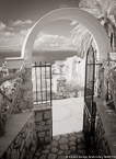 Garden Gate, Capri Italy #YNG-880.  Infrared Photograph,  Stretched and Gallery Wrapped, Limited Edition Archival Print on Canvas:  40 x 56 inches, $1590.  Custom Proportions and Sizes are Available.  For more information or to order please visit our ABOUT page or call us at 561-691-1110.
