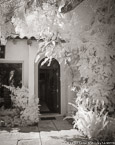 Tropical Doorway, Palm Beach #YNG-371.  Infrared Photograph,  Stretched and Gallery Wrapped, Limited Edition Archival Print on Canvas:  40 x 50 inches, $1560.  Custom Proportions and Sizes are Available.  For more information or to order please visit our ABOUT page or call us at 561-691-1110.
