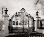 Gate , Palm Beach #YNL-313.  Infrared Photograph,  Stretched and Gallery Wrapped, Limited Edition Archival Print on Canvas:  48 x 40 inches, $1560.  Custom Proportions and Sizes are Available.  For more information or to order please visit our ABOUT page or call us at 561-691-1110.