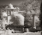 , Udaipur India #YNL-818.  Infrared Photograph,  Stretched and Gallery Wrapped, Limited Edition Archival Print on Canvas:  48 x 44 inches, $1530.  Custom Proportions and Sizes are Available.  For more information or to order please visit our ABOUT page or call us at 561-691-1110.